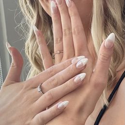 My daughter's nails for her wedding. Nail extensions with chrome finish. My daughter's nails for her wedding. Nail extensions with chrome finish.