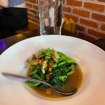 Pestle Rock - The best Chinese broccoli and crunchy pork belly bits in a tangy, fishy sauce. - Thai Near Me - Seattle, Washington