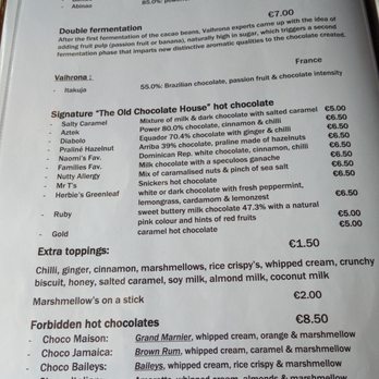 The Old Chocolate House - Other side of the menu - Tea Rooms Near Me - Bruges, VWV