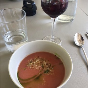 Field & Main Restaurant - The tomato gazpacho  with garlic breadcrumb & basil oil was amazing. - Seafood Near Me - Marshall, Virginia