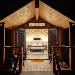 Wildhaven - Nighttime view of the new Wildhaven Sonoma glamping cabins