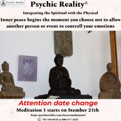 Attention date change!
Meditation 1 starts on September 21th
.
.
#psychicreality #meditation #Metaphysic #spiritual #Vallejo #vallejoca