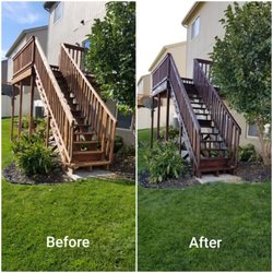 Marquez Painting - Wooden Deck - pressure washed, then stained in Kona Brown.