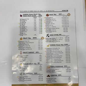 MÖGE TEE Forest Hills - Full menu - Bubble Tea Near Me - Forest Hills, New York