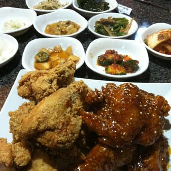 Stone Korean Restaurant - 1/2 fried and 1/2 marinated chicken! It's huge & delicious! - Korean Near Me - Redmond, Washington Stone Korean Restaurant - 1/2 fried and 1/2 marinated chicken! It's huge & delicious! - Korean Near Me - Redmond, Washington