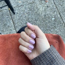 Regular manicure with purple polish