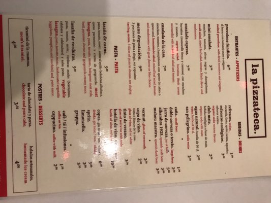 Menu photo 1 La Pizzateca Madrid, M Menu photo 1 La Pizzateca Madrid, M