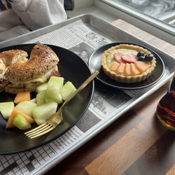 Bailey’s Cafe and Events - Breakfast sandwich and fruit tart