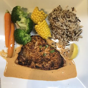 The Lime Restaurant - Blackened Swordfish over Red Curry Sate Sauce. - New American Near Me - Norwalk, Connecticut