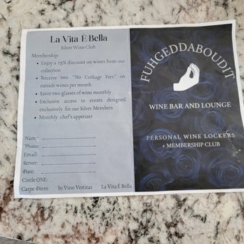 Fuhgeddaboudit - Front and back of membership brochure. - Specialty Food Near Me - Wildomar, California Fuhgeddaboudit - Front and back of membership brochure. - Specialty Food Near Me - Wildomar, California