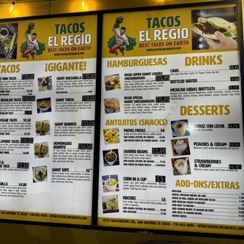 Tacos El Regio - Menu Nov 2024 - Food Trucks Near Me - San Antonio, Texas Tacos El Regio - Menu Nov 2024 - Food Trucks Near Me - San Antonio, Texas