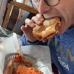 Hot chicken-parm-mozzarella -add vodka sauce on seeded garlic bread Hot chicken-parm-mozzarella -add vodka sauce on seeded garlic bread