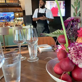 The Charlotte American Bistro - Chef introducing next course - Bars Near Me - Dallas, Texas The Charlotte American Bistro - Chef introducing next course - Bars Near Me - Dallas, Texas