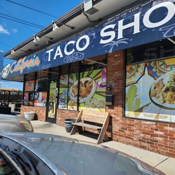 California Taco Shop - Exterior - patio with tables + a handful of parking spots. - Mexican Near Me - Warwick, Rhode Island