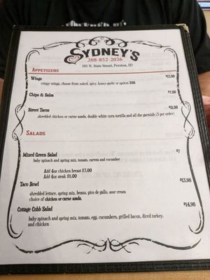 Menu photo 8 Sydney's Preston, ID Menu photo 8 Sydney's Preston, ID