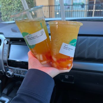 T4 Folsom - Mango Royal Tea and mango smoothie with rainbow jelly. - Bubble Tea Near Me - Folsom, California