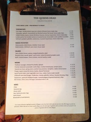 Menu photo 3 The Queen's Head London, XGL Menu photo 3 The Queen's Head London, XGL