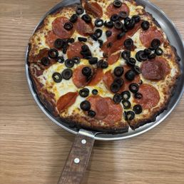 Gluten free pepperoni and black olives Gluten free pepperoni and black olives