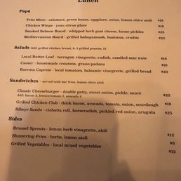 Lunch menu