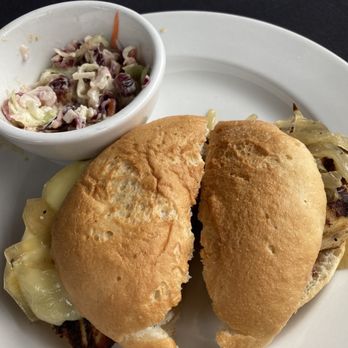 Chandler Hill Vineyards - Chicken , gyruyer, onion jam on gf bun with cranberry slaw. - Wineries Near Me - Defiance, Missouri Chandler Hill Vineyards - Chicken , gyruyer, onion jam on gf bun with cranberry slaw. - Wineries Near Me - Defiance, Missouri