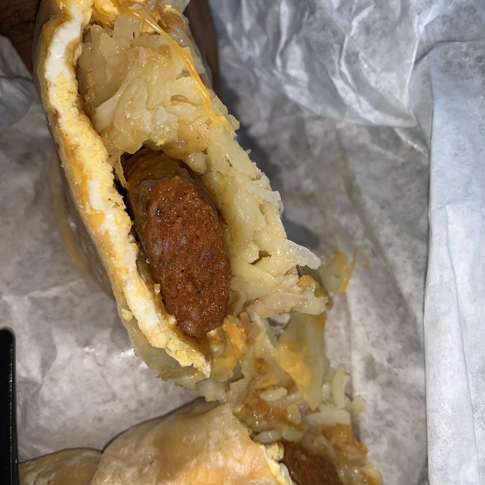 Hungry Harold's - Hot link breakfast burrito (egg, cheese, hot link, and hash browns) - American Near Me - Los Angeles, California Hungry Harold's - Hot link breakfast burrito (egg, cheese, hot link, and hash browns) - American Near Me - Los Angeles, California