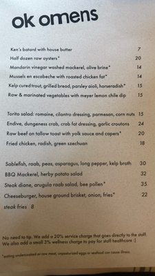 Menu photo 6 Ok Omens Portland, OR