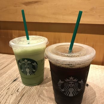 Starbucks - Left to right; Green Tea Iced Latte, Black Coffee - Coffee & Tea Near Me - Statesville, North Carolina Starbucks - Left to right; Green Tea Iced Latte, Black Coffee - Coffee & Tea Near Me - Statesville, North Carolina