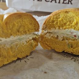 Toasted Egg Bagel with Hot Honey Cream Cheese