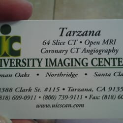 University Imaging Center - Business card/contact information.