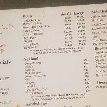 Caribbean Island Cafe - Menu as of Aug 21, 2018 - Caribbean Near Me - Salisbury, North Carolina