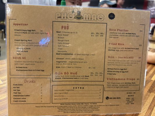 Menu photo 2 Pho Mac Plano, TX