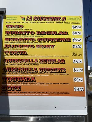 Menu photo 2 La Sonorense 1 Keyes, CA
