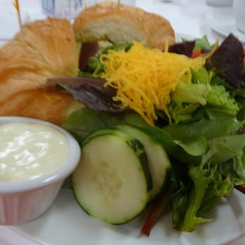 Cherry Tree Tea Room & Gift Shoppe - Chicken Salad Sandwich on croissant with green side salad - Tea Rooms Near Me - Kingsville, Texas