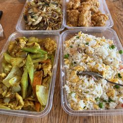 Te Anau Dairy - Curry chicken, beef noodles, sesame honey chicken and combo fried rice