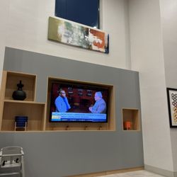 The lobby is spacious