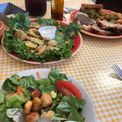 Our House Cafe - Country Fried Steak , pork tenderloin salad and fried picles