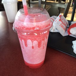 Strawberry starburst freeze and mystery flavor airhead in the back Strawberry starburst freeze and mystery flavor airhead in the back