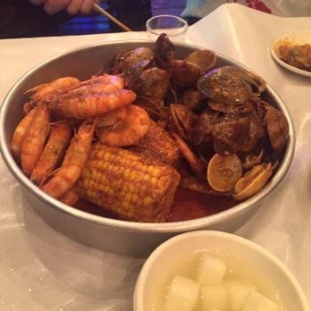 Kitchen Sooda - Korean-spiced Cajun-styles shrimp and clams plus corn. - Seafood Near Me - Los Angeles, California Kitchen Sooda - Korean-spiced Cajun-styles shrimp and clams plus corn. - Seafood Near Me - Los Angeles, California
