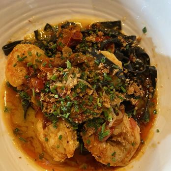 Insalata's - Squid ink pasta with sprimp - Mediterranean Near Me - San Anselmo, California