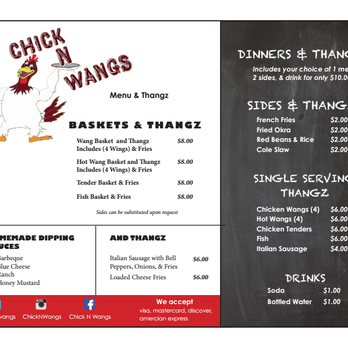 Chick N Wangs - a menu for a restaurant - Food Trucks Near Me Chick N Wangs - a menu for a restaurant - Food Trucks Near Me