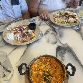 Zeytin - Menemen, crème brûlée goat cheese crepe, egg and sujak crepe - Mediterranean Near Me - Myrtle Beach, South Carolina