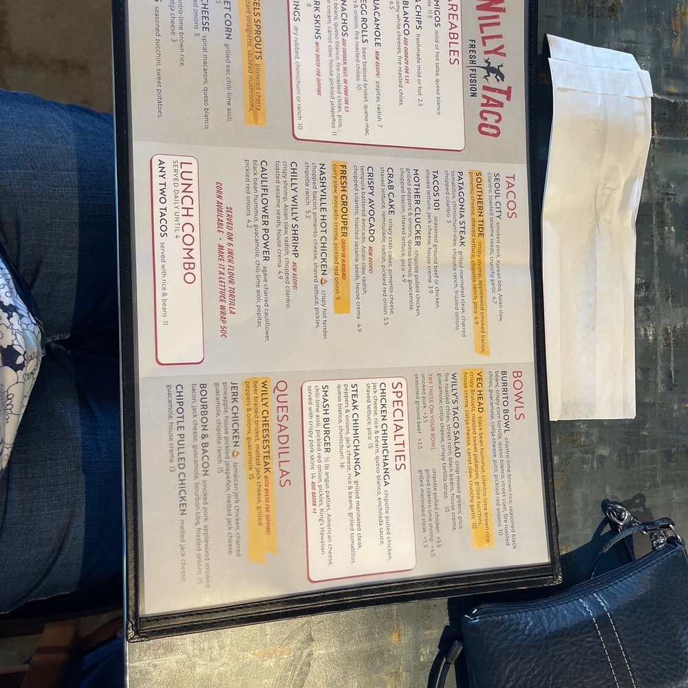Willy Taco - Menu - Tacos Near Me - Simpsonville, South Carolina Willy Taco - Menu - Tacos Near Me - Simpsonville, South Carolina