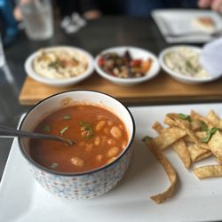 Blue Fig Cafe - White Beans and Tomato Soup. It's tomato soup with white beans, nothing to write home about.