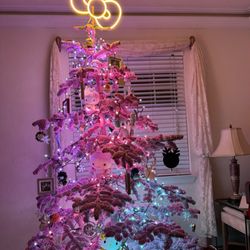 Territo's Christmas Trees - Light Pink flocked silver tip tree 3