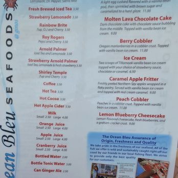 Ocean Bleu At Gino's - Menu - Seafood Near Me - Newport, Oregon Ocean Bleu At Gino's - Menu - Seafood Near Me - Newport, Oregon