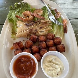 Grilled Grouper | grilled shrimp | sweet potato tots