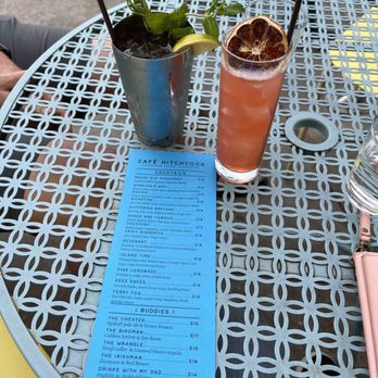 Cafe Hitchcock - Drinks and the menu. The one on the right is the Pink Lemonade. - New American Near Me - Bainbridge Island, Washington