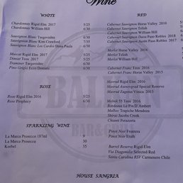 Wine menu