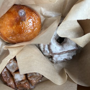 Blue Star Donuts - I ordered 3 doughnuts. Pumpkin crème brûlée, apple fritter and chocolate old fashioned glazed. - Donuts Near Me - Portland, Oregon Blue Star Donuts - I ordered 3 doughnuts. Pumpkin crème brûlée, apple fritter and chocolate old fashioned glazed. - Donuts Near Me - Portland, Oregon