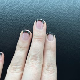 Asked for flat black nails with glossy black tips Asked for flat black nails with glossy black tips